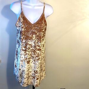 NEW...Champagne gold faux velour short dress size S (small) from Forever21
